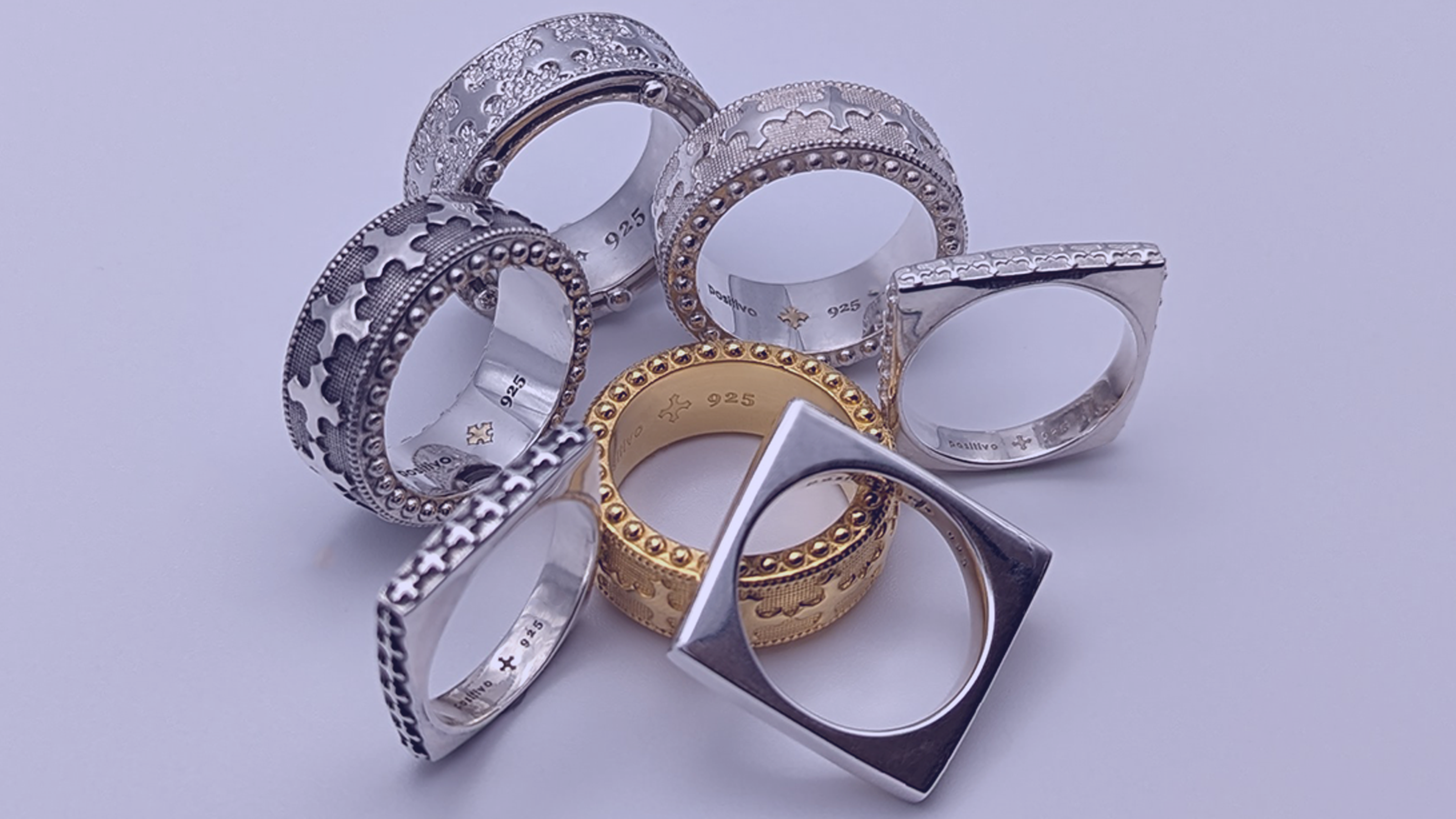 Beautiful luxury positivo 925 carat pure metal rings